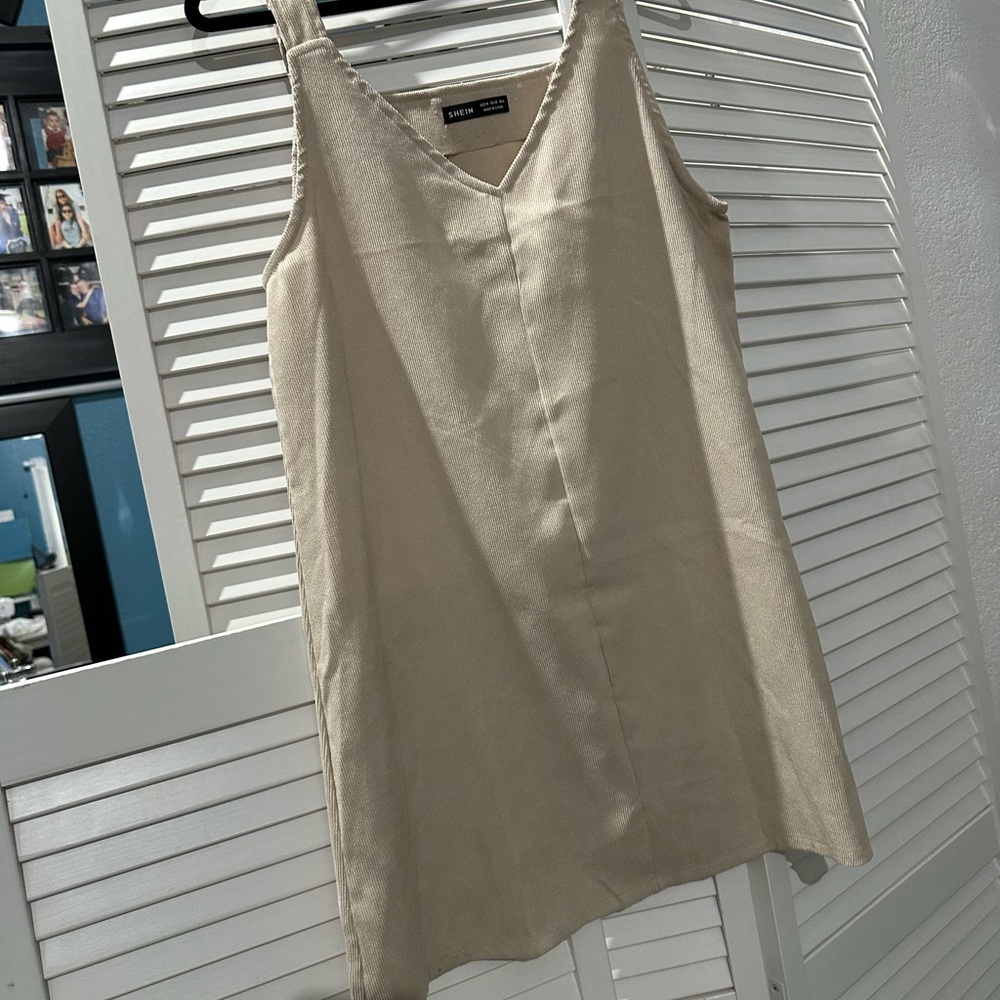SHEIN Neutral Beige V-Neck Slip Dress